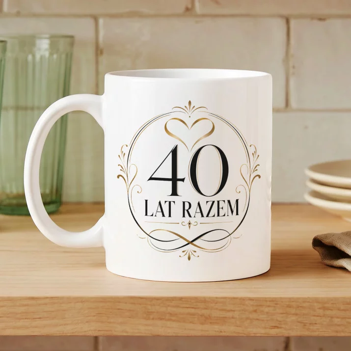 Kubek Z Nadrukiem Na 40 Rocznicę Ślubu Prezent Dla Mężczyzny: 40 Lat Razem