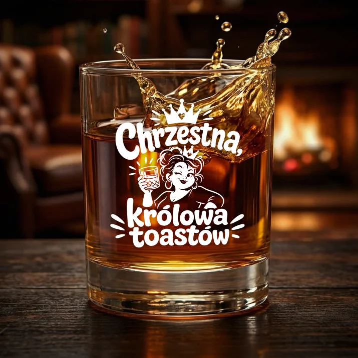 Szklanka Do Whisky Dla Chrzestnej Prezent Dla Kobiety: Chrzestna, Królowa Toastów Szklanka Do Whisky Dla Chrzestnej Prezent Dla Kobiety: Chrzestna, Królowa Toastów
