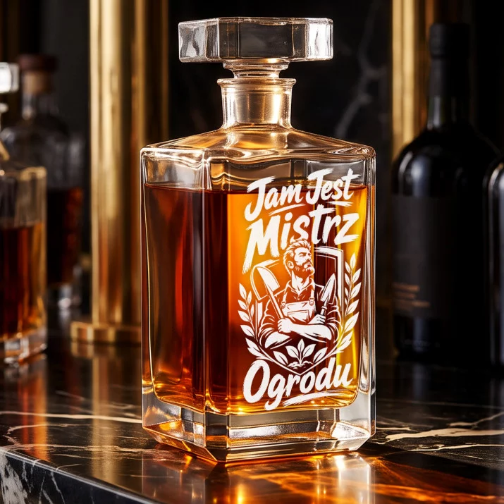 Karafka Do Whisky z Grawerem Dla Ogrodnika Prezent: Jam Jest Mistrz Ogrodu Karafka Do Whisky z Grawerem Dla Ogrodnika Prezent: Jam Jest Mistrz Ogrodu