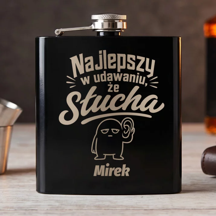 Piersiówka z Grawerem Dla Taty Prezent Na Dzień Ojca Dla Mężczyzny: Najlepszy W Udawaniu, Że