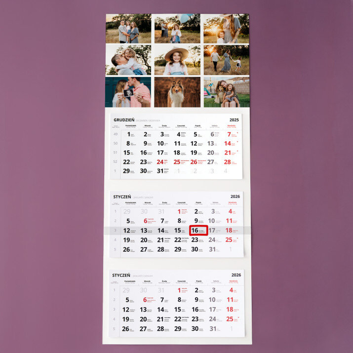9 zdjęć - Kalendarz trójdzielny 9 zdjęć - Kalendarz trójdzielny