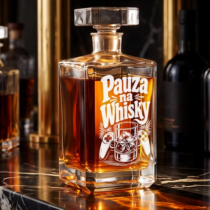 Karafka Do Whisky z Grawerem Dla Gracza Prezent: Pauza Na Whisky Karafka Do Whisky z Grawerem Dla Gracza Prezent: Pauza Na Whisky