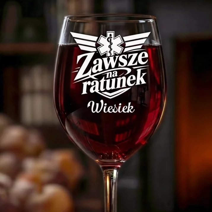 Kieliszek Do Wina z Grawerem Dla Ratownika Medycznego Prezent Dla Mężczyzny: Zawsze Na Ratunek