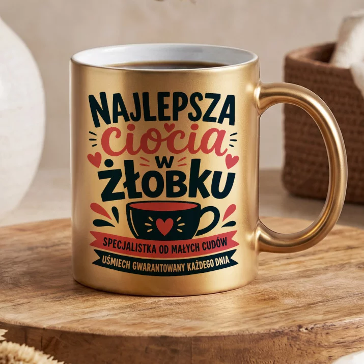 Złoty Kubek Dla Cioci Ze Żłobka Prezent Dla Kobiety: Bohaterka Żłobka