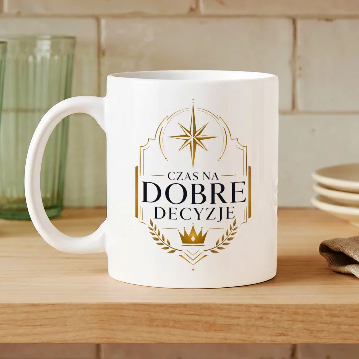 Kubek Z Nadrukiem Na Andrzejki Prezent Dla Mężczyzny: Czas Na Dobre Decyzje Kubek Z Nadrukiem Na Andrzejki Prezent Dla Mężczyzny: Czas Na Dobre Decyzje