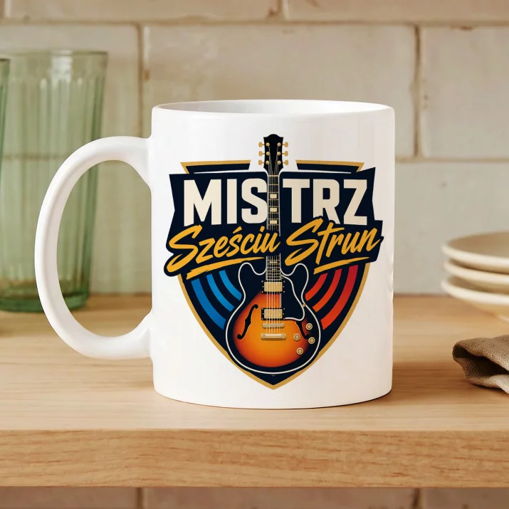 Kubek Z Nadrukiem Dla Gitarzysty Prezent Dla Mężczyzny: Mistrz Sześciu Strun Kubek Z Nadrukiem Dla Gitarzysty Prezent Dla Mężczyzny: Mistrz Sześciu Strun
