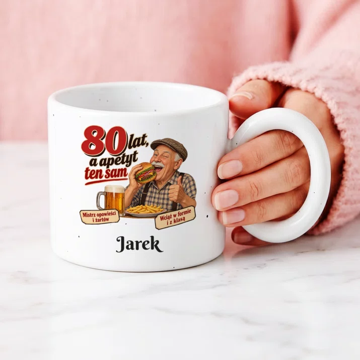 Kubek Premium Na 80 Urodziny Prezent Dla 80 Latka Mężczyzny: 80 Lat, A Apetyt Ten Sam