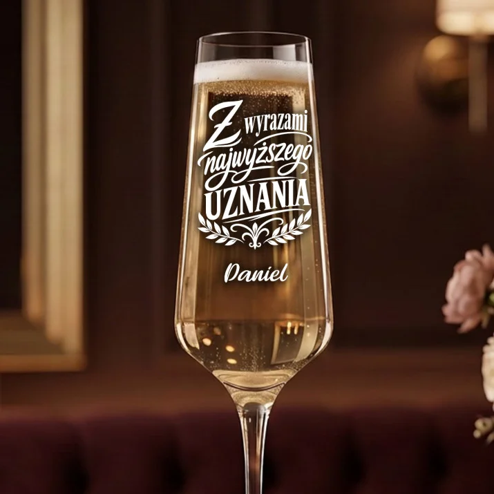 Kieliszek Do Szampana z Imieniem Dla Kierownika Prezent Dla Mężczyzny: Z Wyrazami Najwyższego Kieliszek Do Szampana z Imieniem Dla Kierownika Prezent Dla Mężczyzny: Z Wyrazami Najwyższego