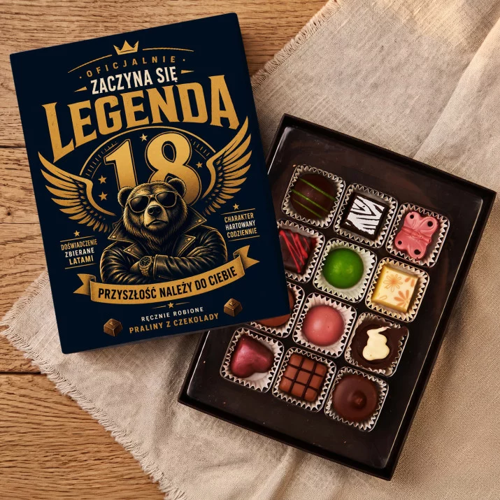 Czekoladki Na 18 Prezent Dla Mężczyzny: Legenda 18 Praliny Czekoladki Na 18 Prezent Dla Mężczyzny: Legenda 18 Praliny