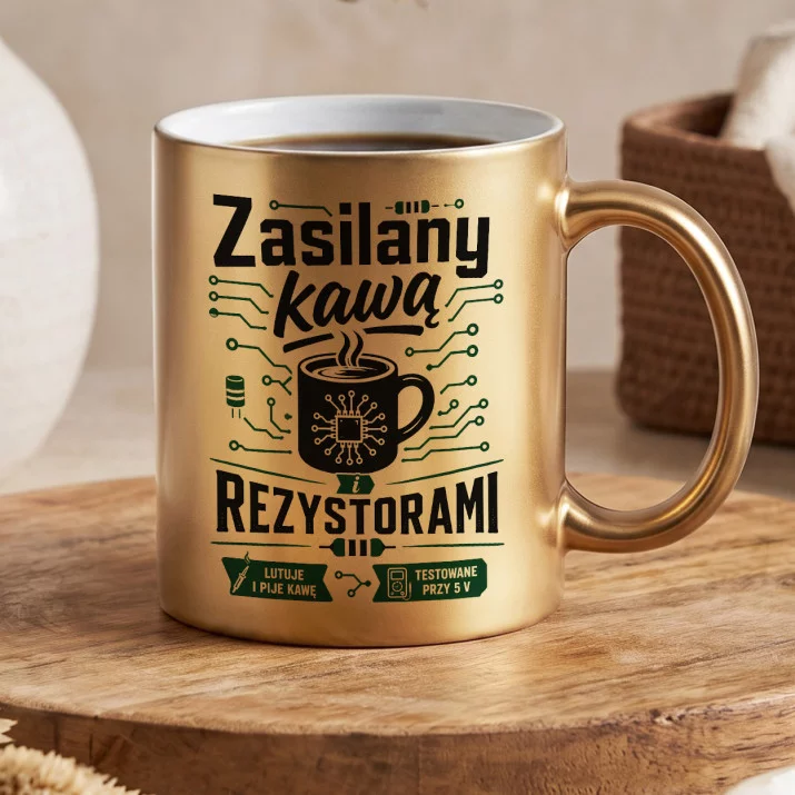 Złoty Kubek Dla Elektronika Prezent Dla Mężczyzny: Kawa I Lutownica Złoty Kubek Dla Elektronika Prezent Dla Mężczyzny: Kawa I Lutownica