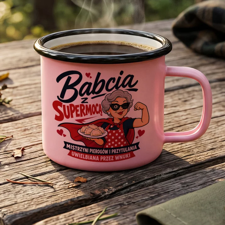 Kubek Emaliowany Na Dzień Babci Prezent Dla Babci Kobiety: Supermoc Babci Kubek Emaliowany Na Dzień Babci Prezent Dla Babci Kobiety: Supermoc Babci