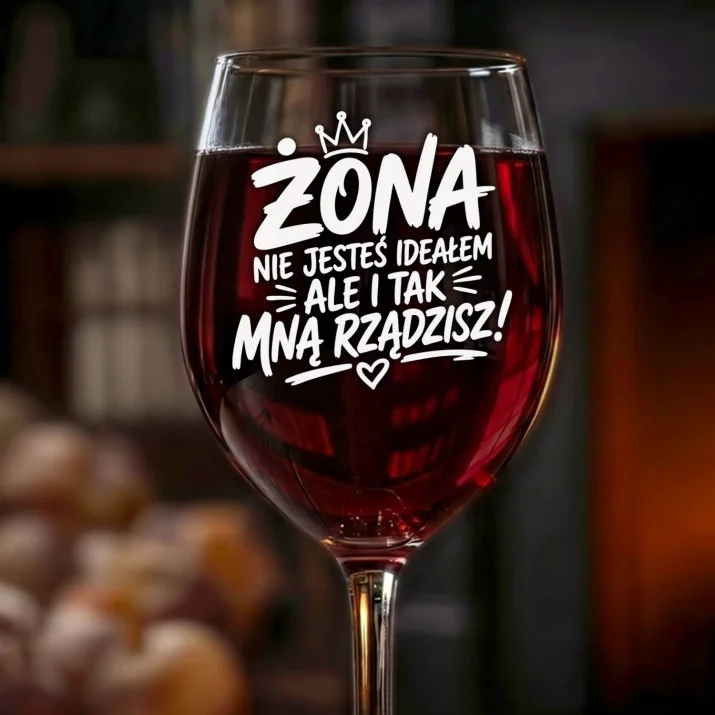 Kieliszek Do Wina Dla Żony Prezent Na Rocznicę Ślubu Dla Kobiety: Żona Mną Rządzisz Kieliszek Do Wina Dla Żony Prezent Na Rocznicę Ślubu Dla Kobiety: Żona Mną Rządzisz