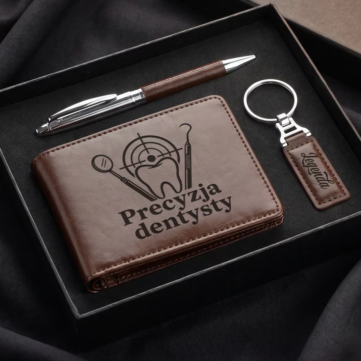 Zestaw Prezentowy Z Portfelem Dla Dentysty Prezent Dla Mężczyzny: Precyzja Dentysty Zestaw Prezentowy Z Portfelem Dla Dentysty Prezent Dla Mężczyzny: Precyzja Dentysty