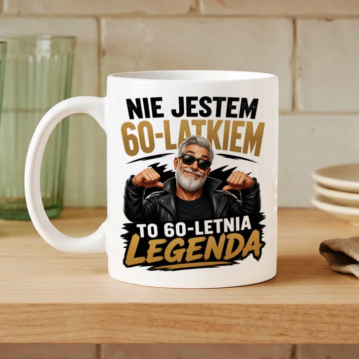 Kubek Z Nadrukiem Na 60 Urodziny Prezent Dla Mężczyzny: 60-Letnia Legenda Kubek Z Nadrukiem Na 60 Urodziny Prezent Dla Mężczyzny: 60-Letnia Legenda
