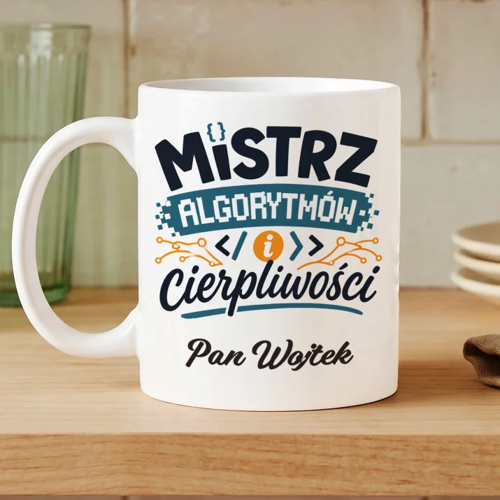 Kubek Personalizowany Dla Nauczyciela Informatyki Prezent Na Dzień Nauczyciela Dla Mężczyzny: Mistrz Algorytmów I Kubek Personalizowany Dla Nauczyciela Informatyki Prezent Na Dzień Nauczyciela Dla Mężczyzny: Mistrz Algorytmów I