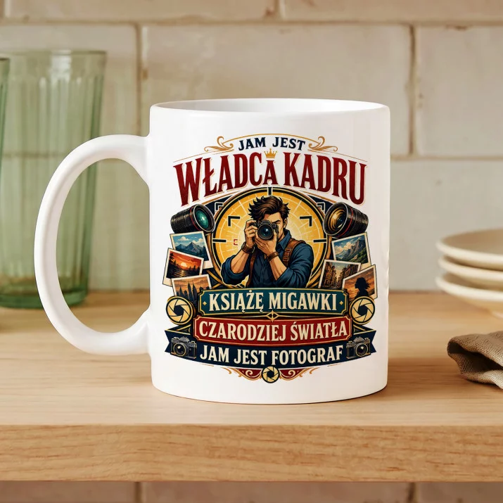 Kubek Z Nadrukiem Dla Fotografa Prezent Dla Mężczyzny: Władca Kadru I Kubek Z Nadrukiem Dla Fotografa Prezent Dla Mężczyzny: Władca Kadru I