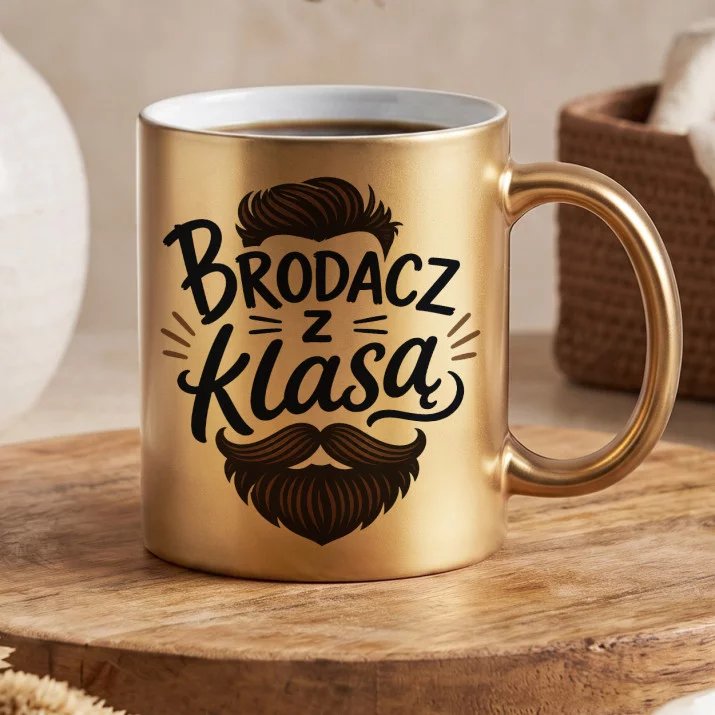 Złoty Kubek Dla Brodacza Prezent Dla Mężczyzny: Brodata Elegancja Złoty Kubek Dla Brodacza Prezent Dla Mężczyzny: Brodata Elegancja