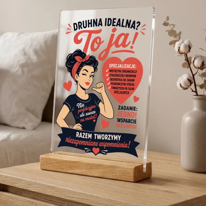 Druk Na Szkle Dla Druhny Prezent Dla Kobiety: Idealna Druhna Retro