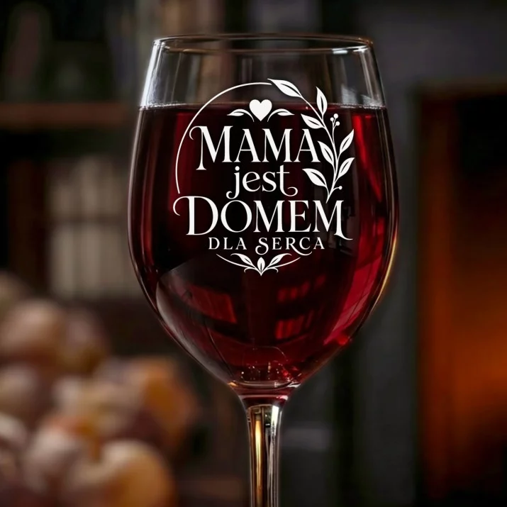 Kieliszek Do Wina Dla Mamy Prezent Na Dzień Mamy Dla Kobiety: Mama Domem Dla Serca Kieliszek Do Wina Dla Mamy Prezent Na Dzień Mamy Dla Kobiety: Mama Domem Dla Serca