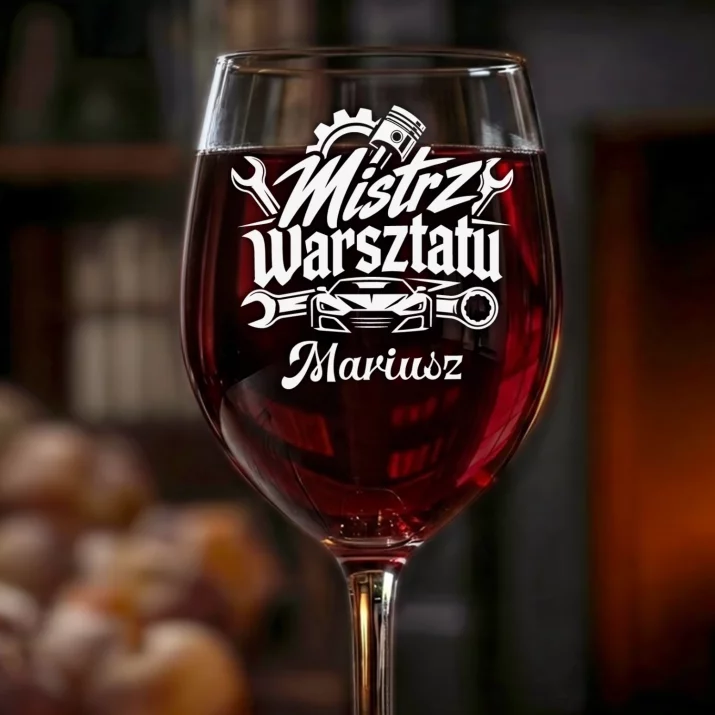 Kieliszek Do Wina z Grawerem Dla Mechanika Samochodowego Prezent Dla Mężczyzny: Mistrz Warsztatu