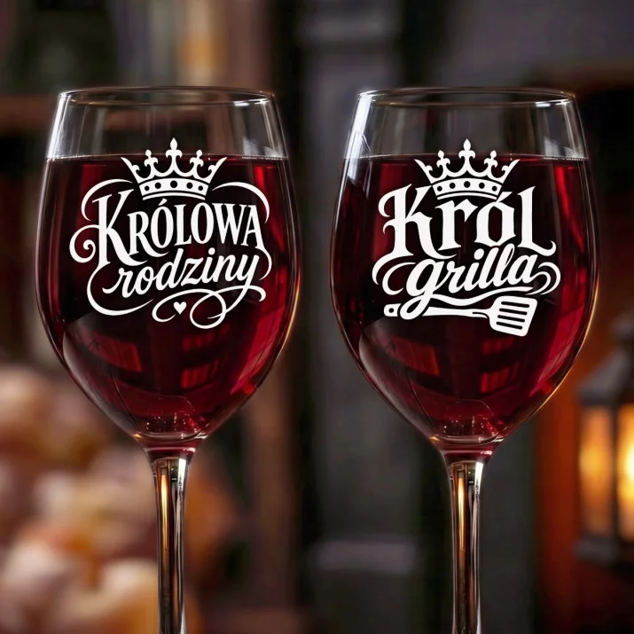 Dwa Kieliszki Do Wina Dla Rodziców Prezent Dla Pary: Królowa I Król Dwa Kieliszki Do Wina Dla Rodziców Prezent Dla Pary: Królowa I Król
