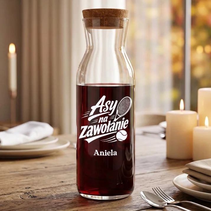 Karafka Do Wina Personalizowana Dla Tenisistki Prezent Dla Kobiety: Asy Na Zawołanie