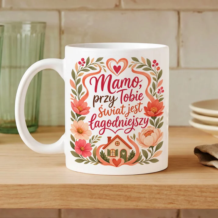 Kubek Z Nadrukiem Dla Mamy Prezent Na Dzień Mamy Dla Kobiety: Świat Przy Tobie Kubek Z Nadrukiem Dla Mamy Prezent Na Dzień Mamy Dla Kobiety: Świat Przy Tobie