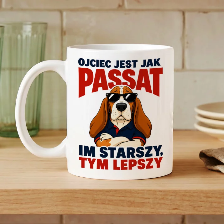 Kubek Z Nadrukiem Dla Ojca Prezent Na Dzień Ojca Dla Mężczyzny: Ojciec Jak Passat