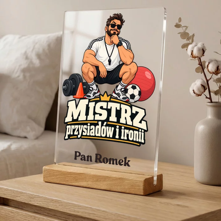 Druk Na Szkle Dla Nauczyciela Wf Prezent Na Dzień Nauczyciela Dla Mężczyzny: Mistrz Przysiadów I Druk Na Szkle Dla Nauczyciela Wf Prezent Na Dzień Nauczyciela Dla Mężczyzny: Mistrz Przysiadów I