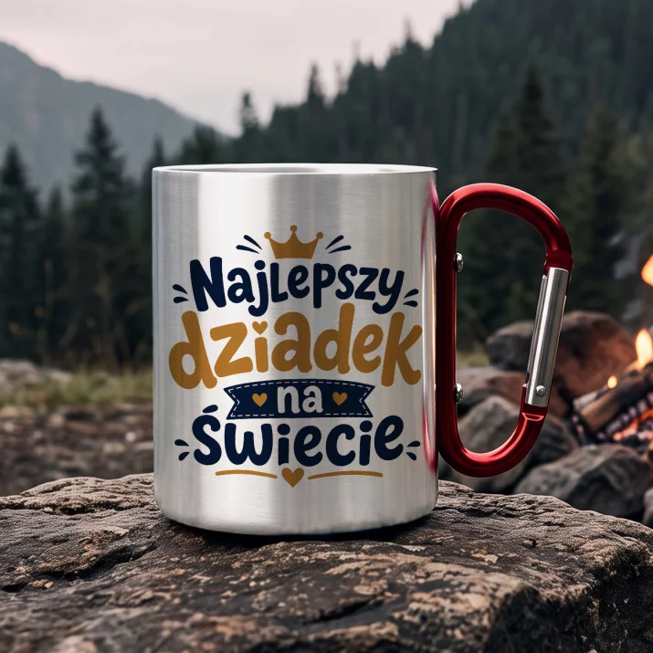 Kubek Metalowy z Karabińczykiem Na Dzień Dziadka Prezent Dla Dziadka Mężczyzny: Najlepszy Dziadek