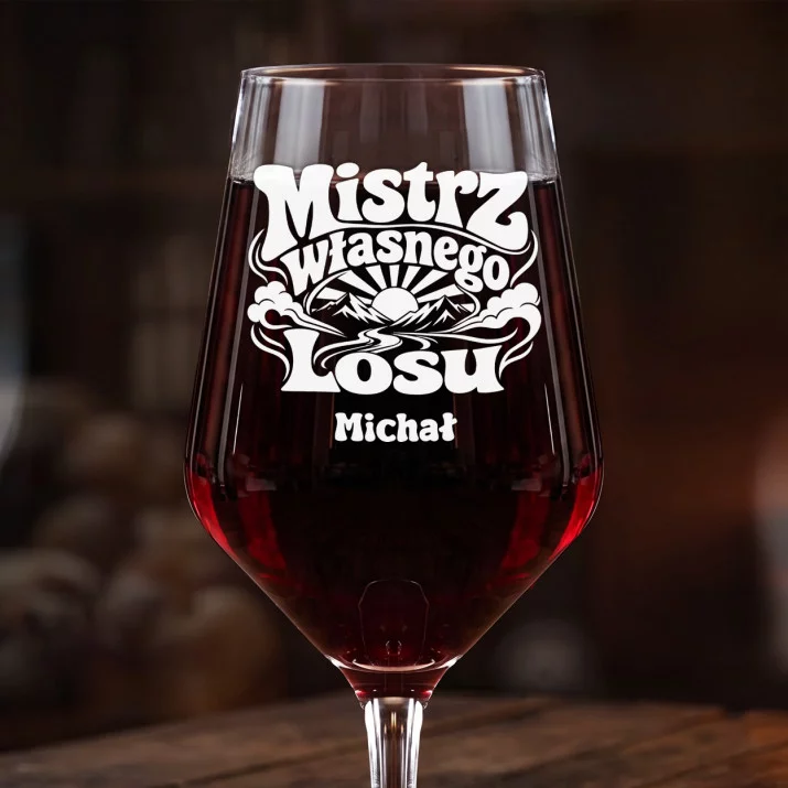 Mega Kieliszek Do Wina z Grawerem Dla Niego Prezent Na Walentynki Dla Mężczyzny: Mistrz Własnego Losu Mega Kieliszek Do Wina z Grawerem Dla Niego Prezent Na Walentynki Dla Mężczyzny: Mistrz Własnego Losu