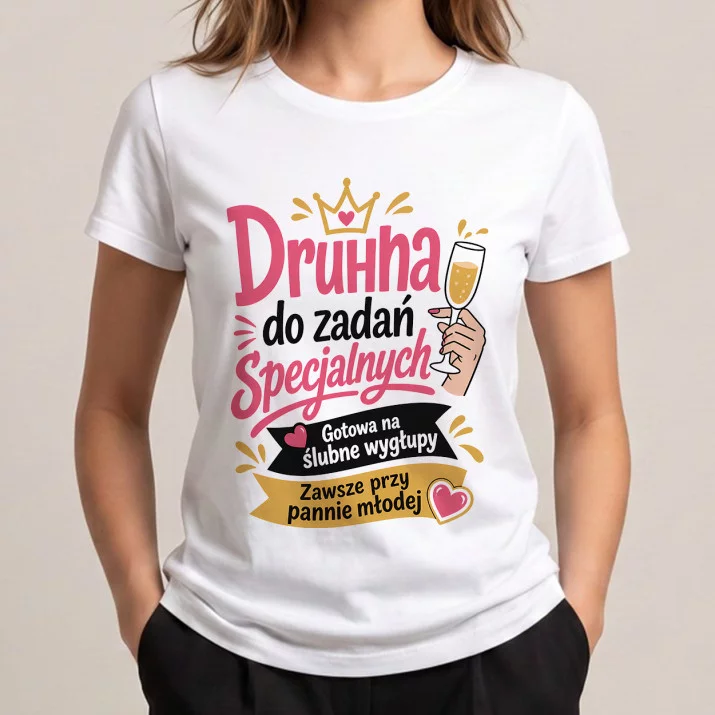 Koszulka Damska Biała Dla Druhny Prezent Dla Kobiety: Imprezowa Druhna