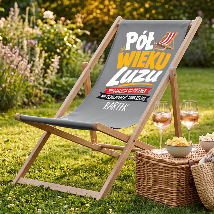 Leżak Z Nadrukiem Na 50 Urodziny Prezent Dla Mężczyzny: Pół Wieku Luzu Leżak Z Nadrukiem Na 50 Urodziny Prezent Dla Mężczyzny: Pół Wieku Luzu