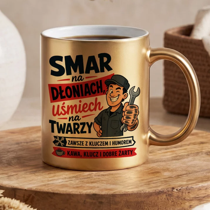 Złoty Kubek Dla Mechanika Prezent Dla Mężczyzny: Mechaniczny Humor Złoty Kubek Dla Mechanika Prezent Dla Mężczyzny: Mechaniczny Humor
