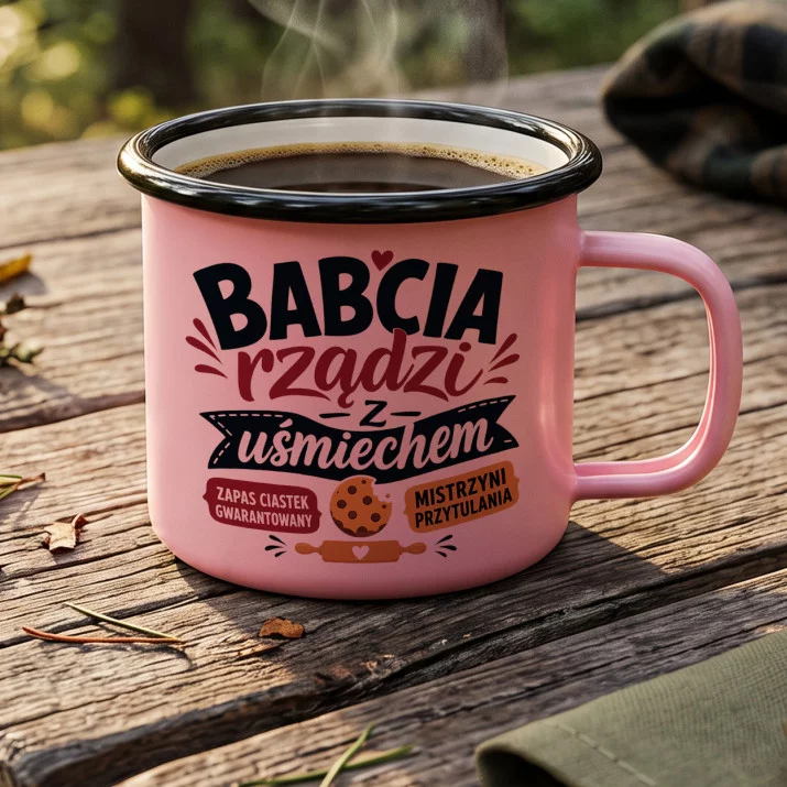 Kubek Emaliowany Dla Babci Prezent Na Dzień Babci Dla Kobiety: Babcia Z Humorem Kubek Emaliowany Dla Babci Prezent Na Dzień Babci Dla Kobiety: Babcia Z Humorem