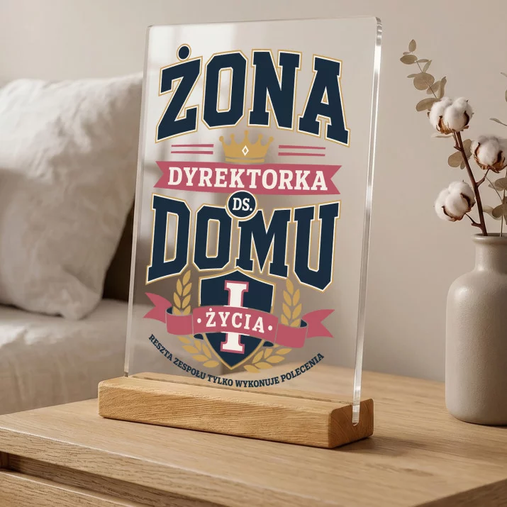 Druk Na Szkle Dla Żony Prezent Na Rocznicę Ślubu Dla Kobiety: Żona Dyrektorka Domu
