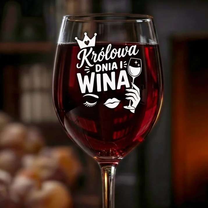 Kieliszek Do Wina Na Dzień Kobiet Prezent Dla Kobiety Kobiety: Królowa Dnia I Wina