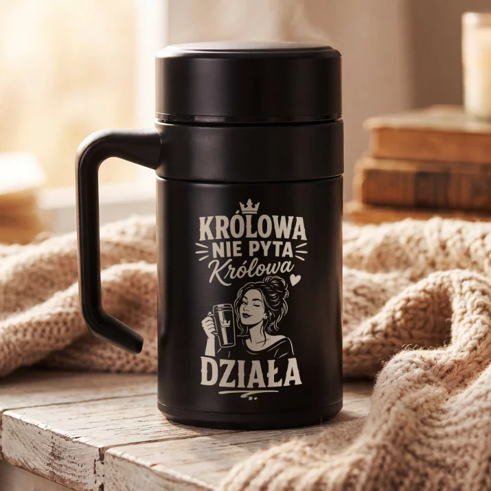 Kubek Termiczny Z Grawerem Na Urodziny Prezent Dla Kobiety: Królowa Działa