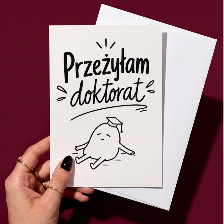 Kartka z Życzeniami Na Obronę Doktoratu Dla Kobiety: Zmęczona Doktorantka Kartka z Życzeniami Na Obronę Doktoratu Dla Kobiety: Zmęczona Doktorantka