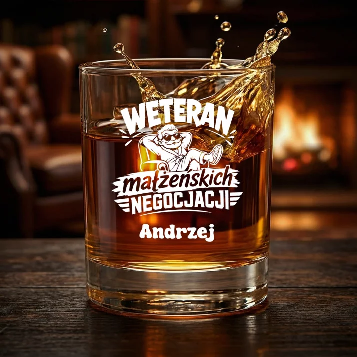 Szklanki Do Whisky z Grawerem Na 50 Rocznicę Ślubu Prezent Dla Mężczyzny: Weteran Małżeńskich