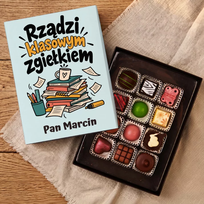 Praliny z Belgijskiej Czekolady Dla Wychowawcy Prezent Na Dzień Nauczyciela Dla Mężczyzny: Rządzi Klasowym Zgiełkiem Praliny z Belgijskiej Czekolady Dla Wychowawcy Prezent Na Dzień Nauczyciela Dla Mężczyzny: Rządzi Klasowym Zgiełkiem