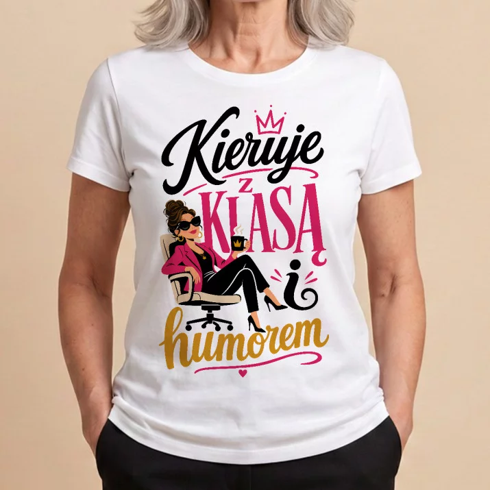 Koszulka Damska Biała Dla Szefowej Prezent Dla Kobiety: Humor W Biurze