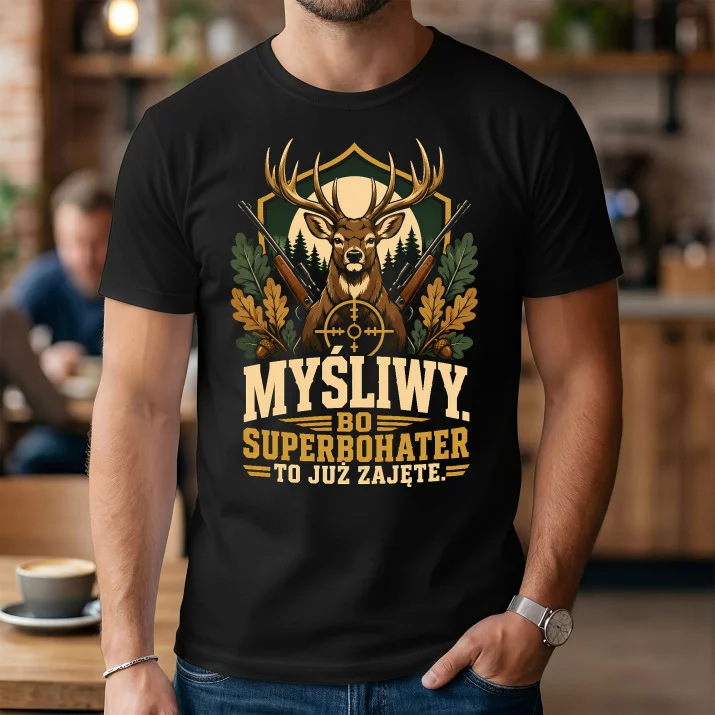 Koszulka Męska Dla Myśliwego Prezent Dla Mężczyzny: Myśliwy Superbohater