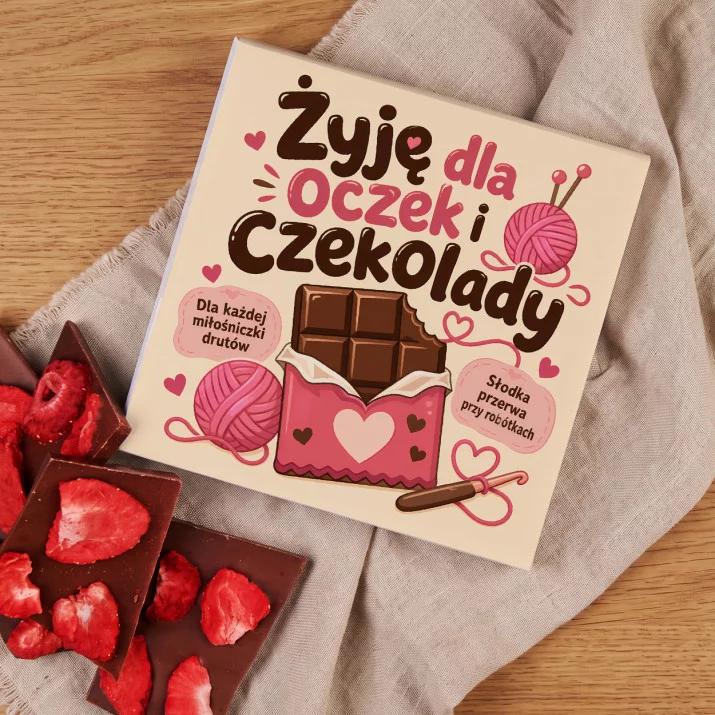 Czekolada Z Truskawkami Dla Dziewiarki Prezent Dla Kobiety: Czekoladowe Oczka Czekolada Z Truskawkami Dla Dziewiarki Prezent Dla Kobiety: Czekoladowe Oczka