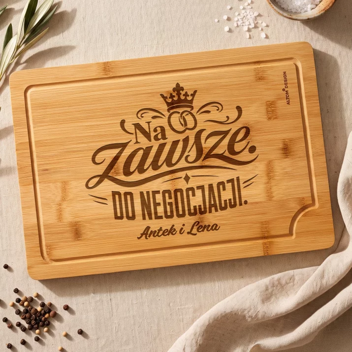Deska Do Krojenia z Grawerem Na Ślub Prezent Dla Pary Młodej Pary: Na Zawsze. Do Negocjacji