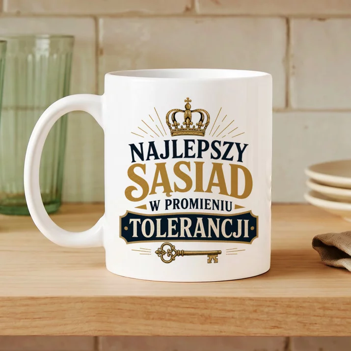 Kubek Z Nadrukiem Dla Sąsiada Prezent Dla Mężczyzny: Sąsiad W Promieniu