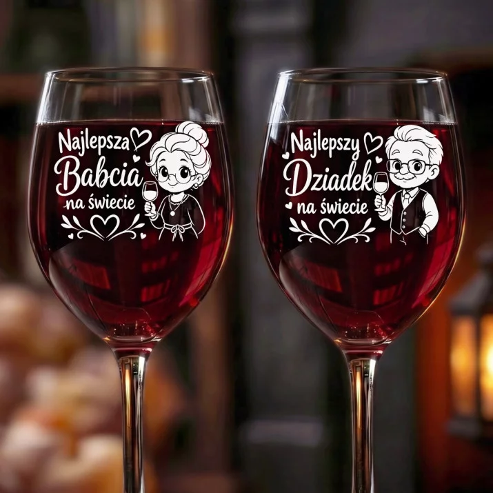 Dwa Kieliszki Do Wina Na Pierwszy Dzień Babci i Dziadka Prezent Dla Pary: Czułe Kieliszki Dziadków