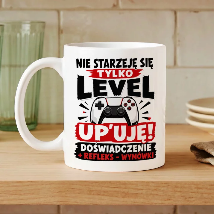 Kubek Z Nadrukiem Dla Gracza Prezent Dla Mężczyzny: Level Up Gracza