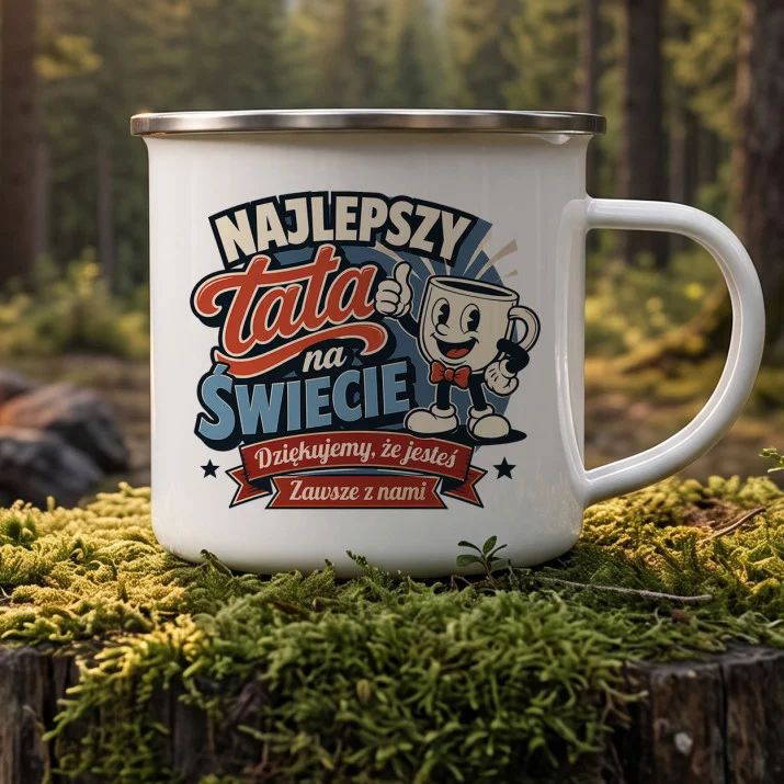Kubek Emaliowany Na Dzień Taty Prezent Dla Taty Mężczyzny: Bohaterski Tata Retro Kubek Emaliowany Na Dzień Taty Prezent Dla Taty Mężczyzny: Bohaterski Tata Retro