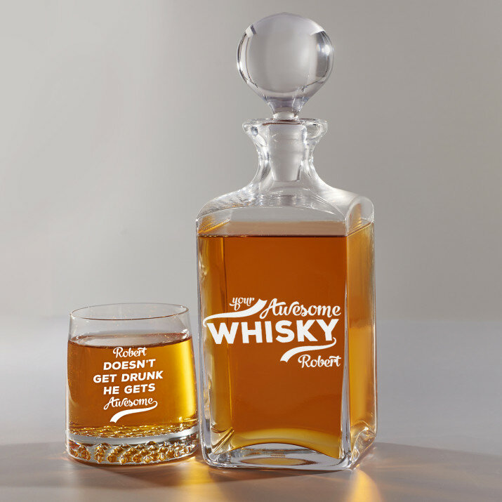 Awesome Whisky - Zestaw Grawerowana Karafka I Szklanki Do Whisky